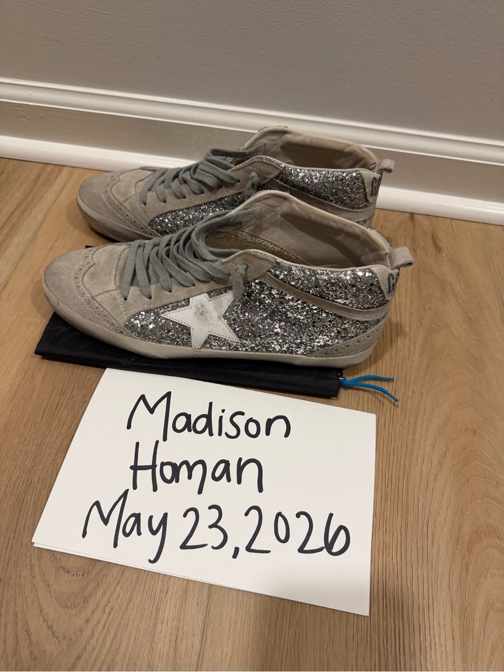 Golden Goose Silver Glitter Mid Star - Size 41